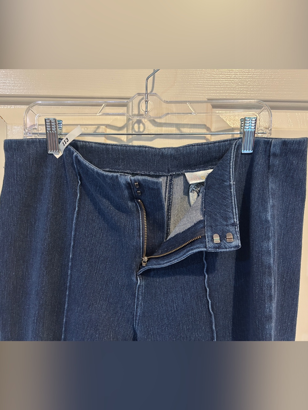 Belle by Kim Gravel Dark Blue Straight-Leg Seam-Front Jeans - Picture 4 of 10